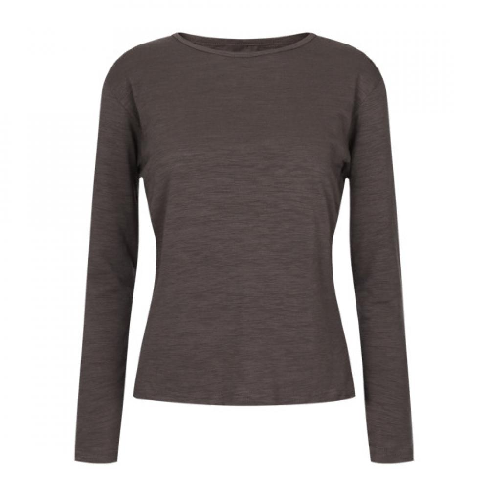 Shop Women S Korean Modal Side Shirred Long Sleeve Tee Brown Dai wSh260070