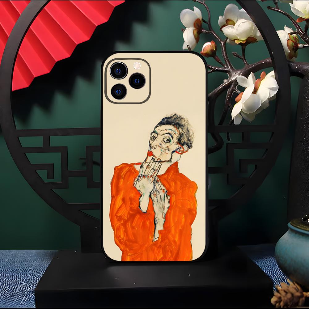 

E-Egon Schiele Art Phone Case For IPhone 17 Pro Max 16 15 14 Pro Max 13 11 X Xs Xr 8 7Plus Silicone Cover iPhone 14