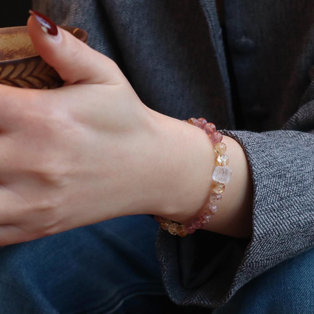 Natural Crystal Bracelet, Amethyst Strawberry Crystal Bracelet. Bangles Women Fashion Jewelry Accessories Gift