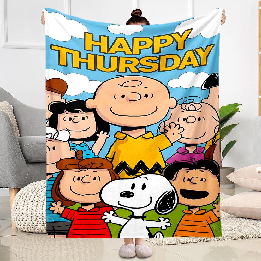 Peanuts Characters Panels Blanket Durable Comfort Perfect for Seaside Chair Sofa All-Season Use Modern Style Birthday Christmas Gift Blanket