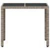 Garden Table with Glass Top Light Grey 90x90x75 Cm Poly Rattan