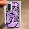 For Samsung Galaxy A56 A36 A16 A25 A35 A53 A26 S25 S24 S23 S22 Plus Ultra FE Phone Cover Cute Purple Cat For Samsung A55 TPU Bag