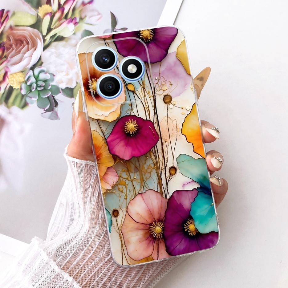 For Honor X8d 4G Case Cute Love Heart Painted Cover Soft Silicone Slim Phone Case For Honor X8d X 8d HonorX8d 4G Back Cover Bags