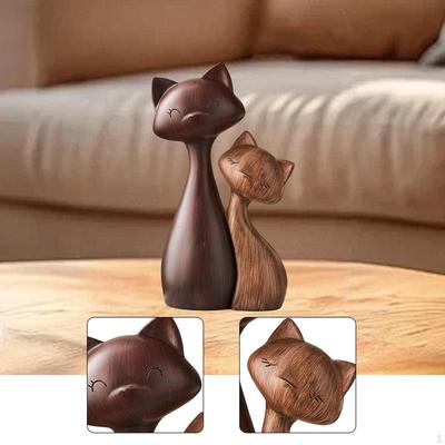 2x Katzenstatue Tischdekoration Dekoratives Geburtstagsgeschenk Kunstwerk für Paare und Verliebte für den Flur