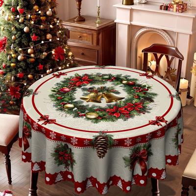 Christmas Red Dining Table Cloth, Waterproof Leave-In, Snowflake Decoration, Rectangular Fabric Coffee Table Cloth, Tabletop Cover Cloth
