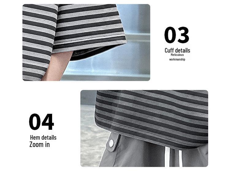 2025 Boys' Gradient Striped Short-Sleeve T-Shirt - Trendy Summer Top