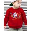 European Sizes Kids'  Fashion -Lined Crewneck Brushed Sweatshirt with "Santa, Reindeer, Sleigh" Christmas Element Print Loose Long Sleeve Pullover