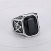 Punk Masonic Rings Big Stone for Men Sliver Color Stainless Steel Vintage AG Freemason Classic Jewelry Gifts Dropshipping