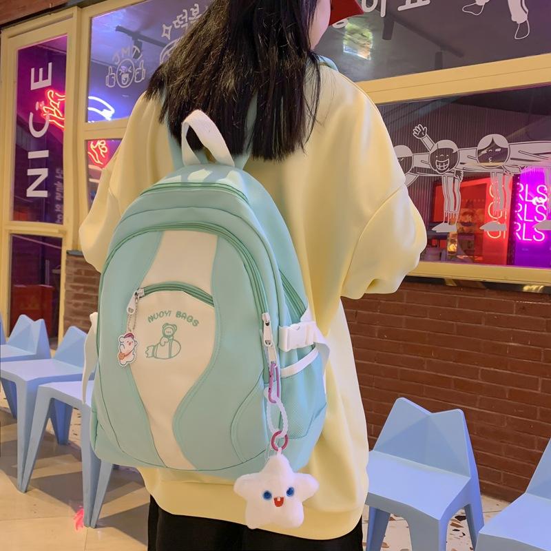 Japanese High-value Schoolbag Female Korean Ins Junior High School Student Contrasting Color Backpack Versatile Girl Small Fresh Backpack