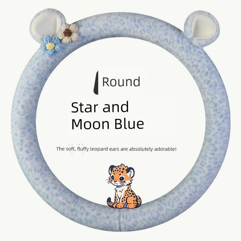

Car Steering Wheel Cover Winter Plush Warm New Style Women s High-End Wear-Resistant Sweat-Absorbent Anti-Slip Round Steering Wheel Cover Star and Moon Blue Steering Wheel Cover - Round