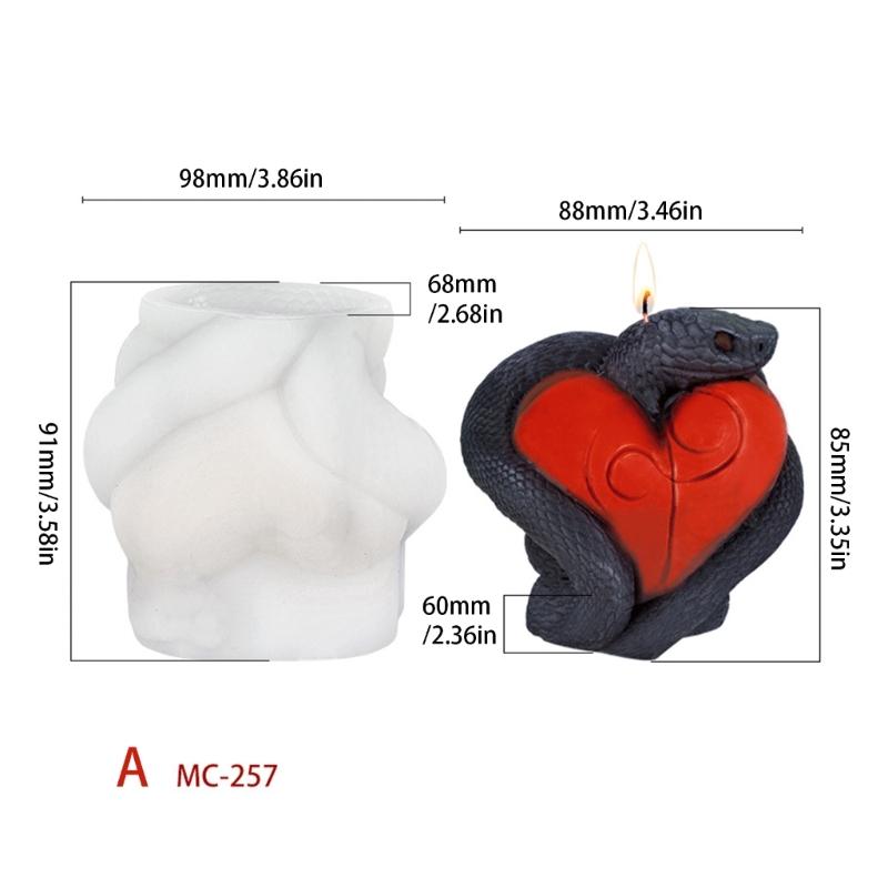 3D Snake Heart Candle Mould Silicone Molds Crafting Supplies Castings Molds Handmade Plasters Molds Easy Release
