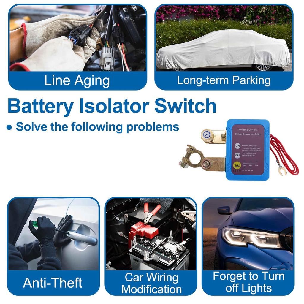 Battery Disconnect Switch 6-14V Battery Power Cut Isolator Kill Switch ON/Off Batteries Cut Off Switches for Cars Vehicles RVs and Boats 1 Pc