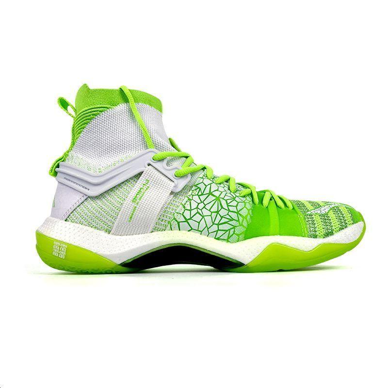 Li Ning Roar II Comfortable Lightweight Shock Absorption Support High-Top Badminton Shoes Unisex Shoes Green White AYAQ011-3