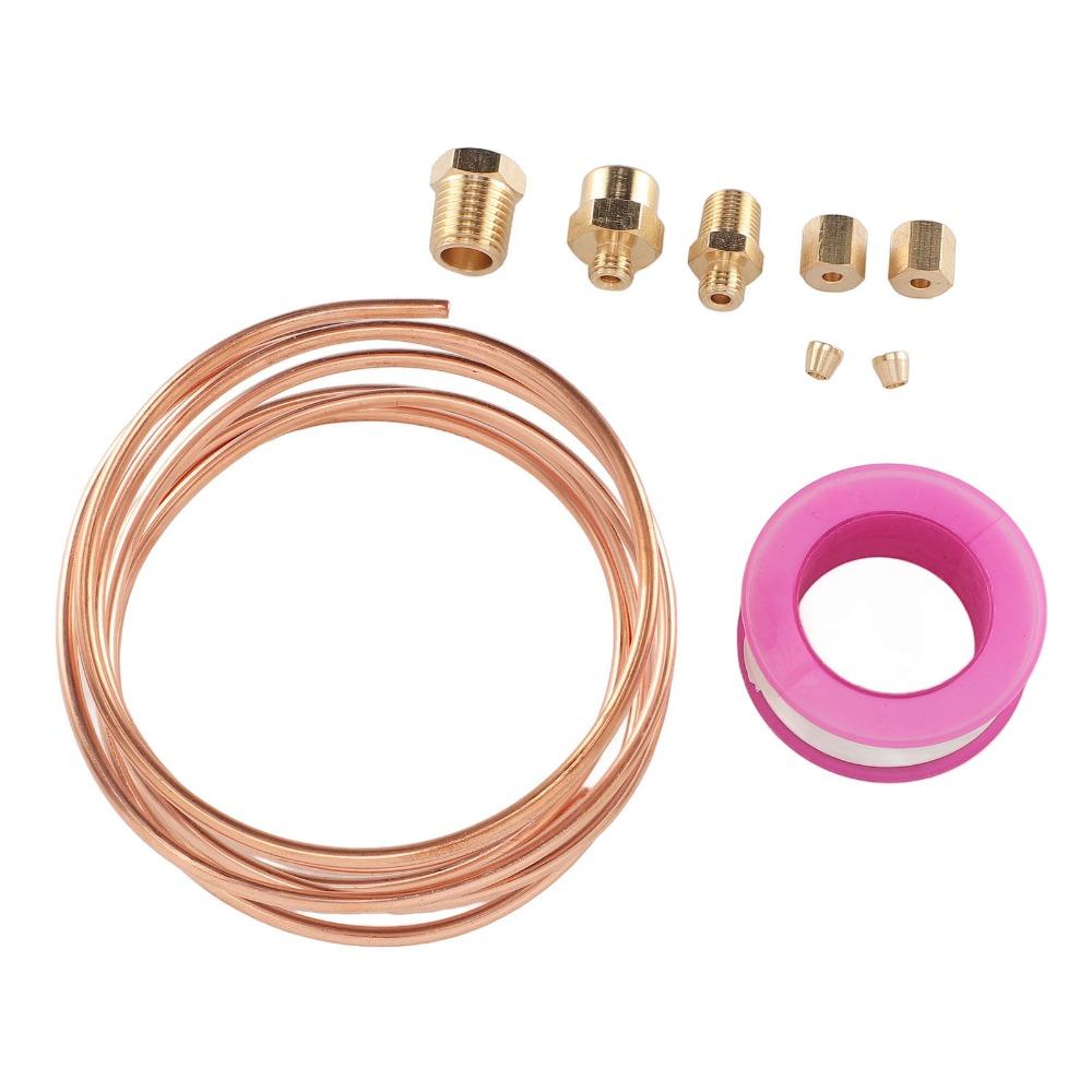 9Pcs Durable Metal Material Oil Pressure Gauge Tubing Instrument Pipeline Installation