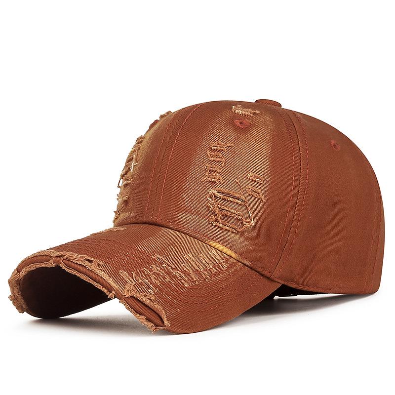 Spring & Autumn Distressed Duckbill Cap - Curved Brim, Ripped Edges, Unique Style Sunshade Hat