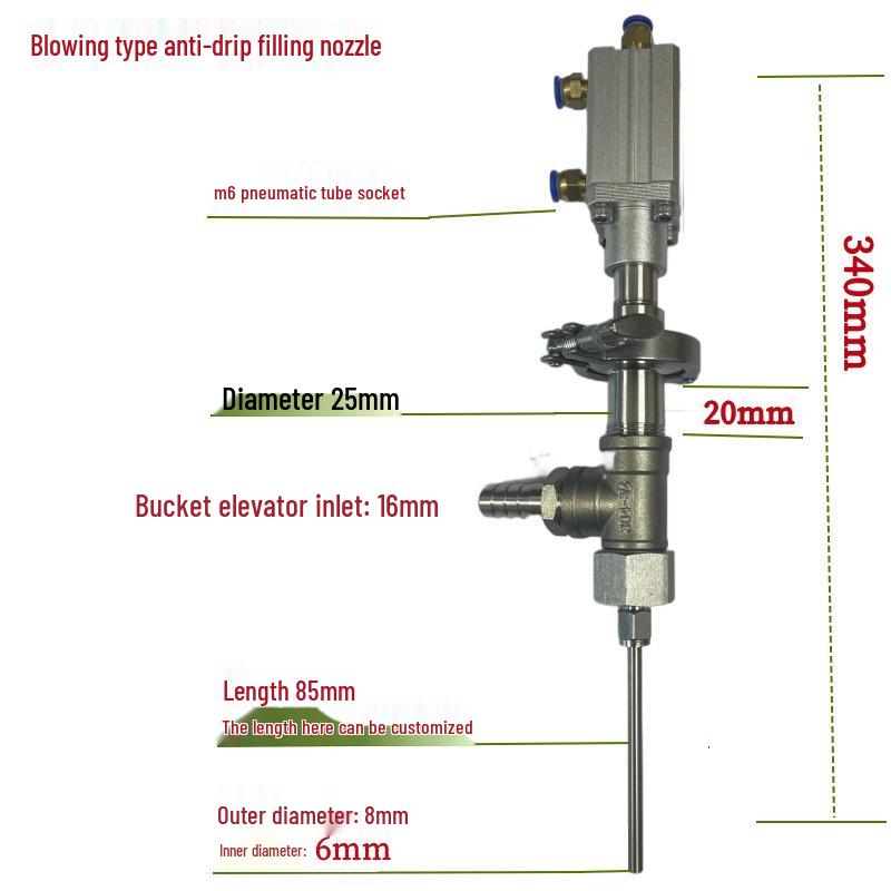 

Blow Pneumatic Filling Head Valve, Small Diameter Submersible Nozzle, Anti-Drip, Anti-Pull Thread Filling Machine Accessories