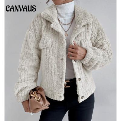Autumn and Winter Women's Jacket Lapel Down Comfortable Casual Women's Thickened Plush Jacket