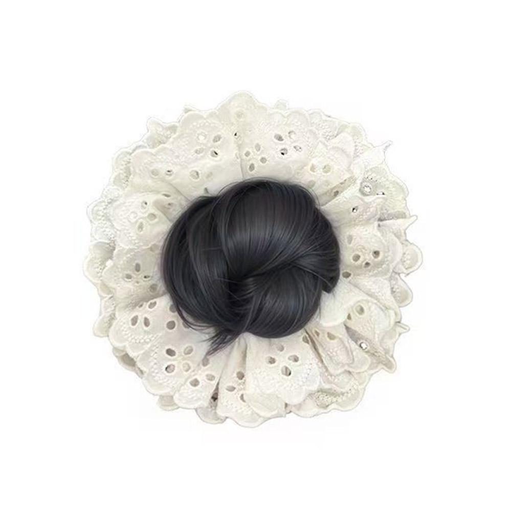 Women's Lace Bud Wig Clip Korean Style Hair Artifact Bun Bag Lace Hairpiece Clip Ponytail Base L4B2