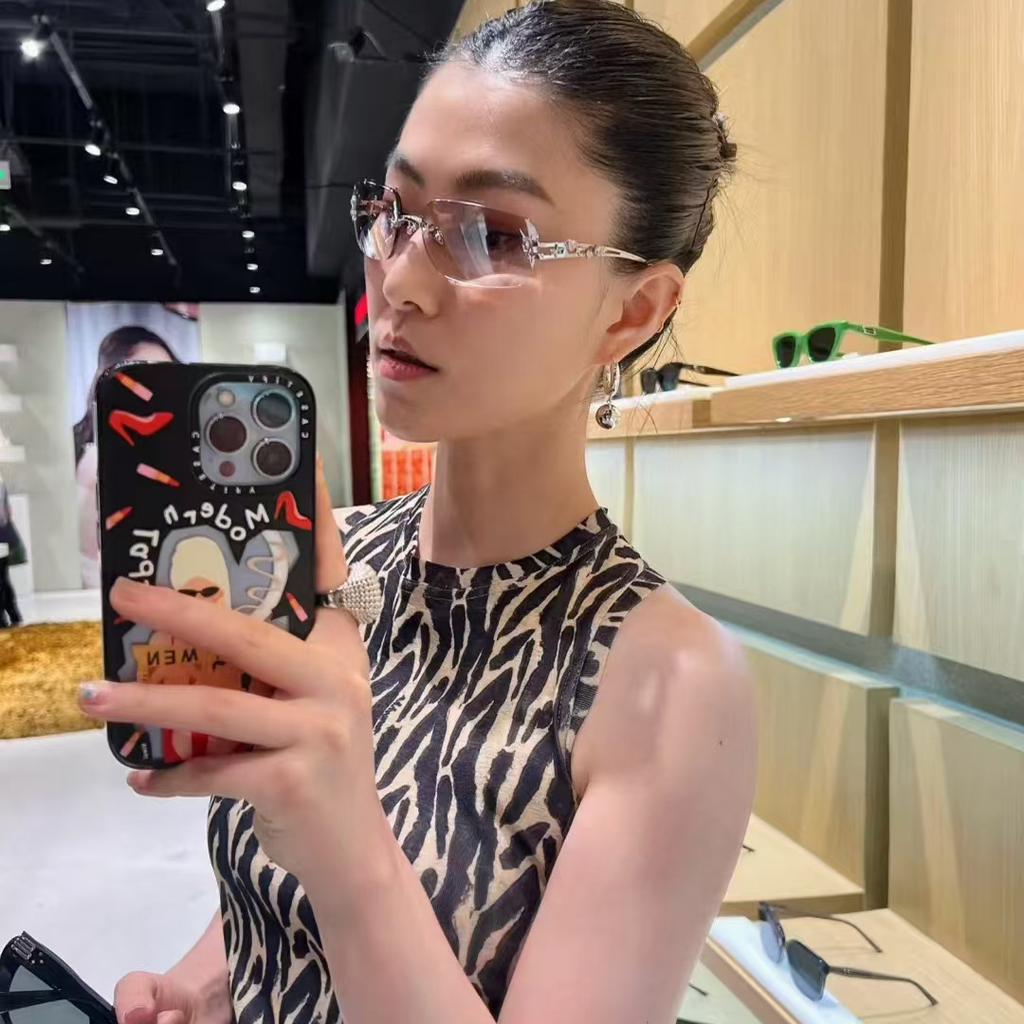 Korean Style Women'S Sun Glasses Rectangle Shape Rimless Men Women Sunglasses Holiday Travelling Sunglass Woman