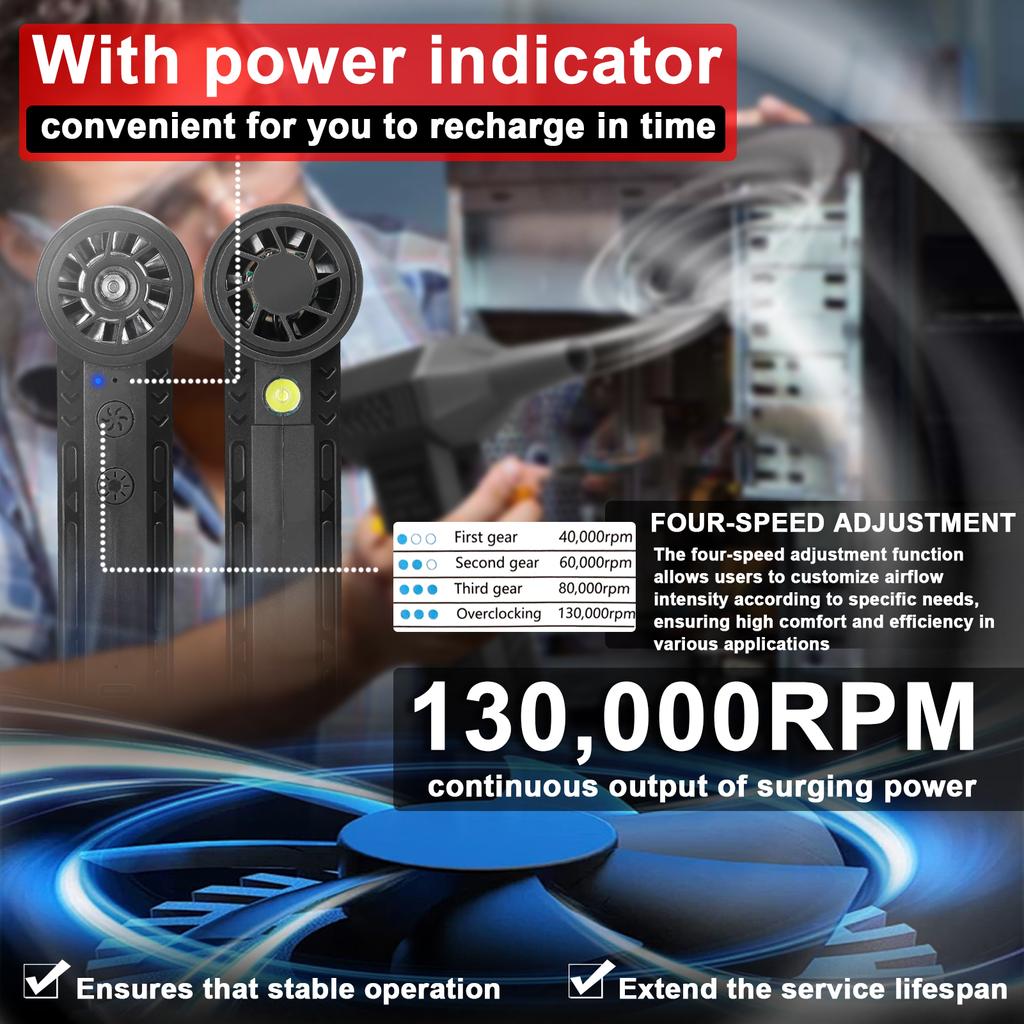 Ruční vzduchový turboventilátor 130 000 ot./min Lithiový násilný ventilátor Přenosná myčka aut multifunkční