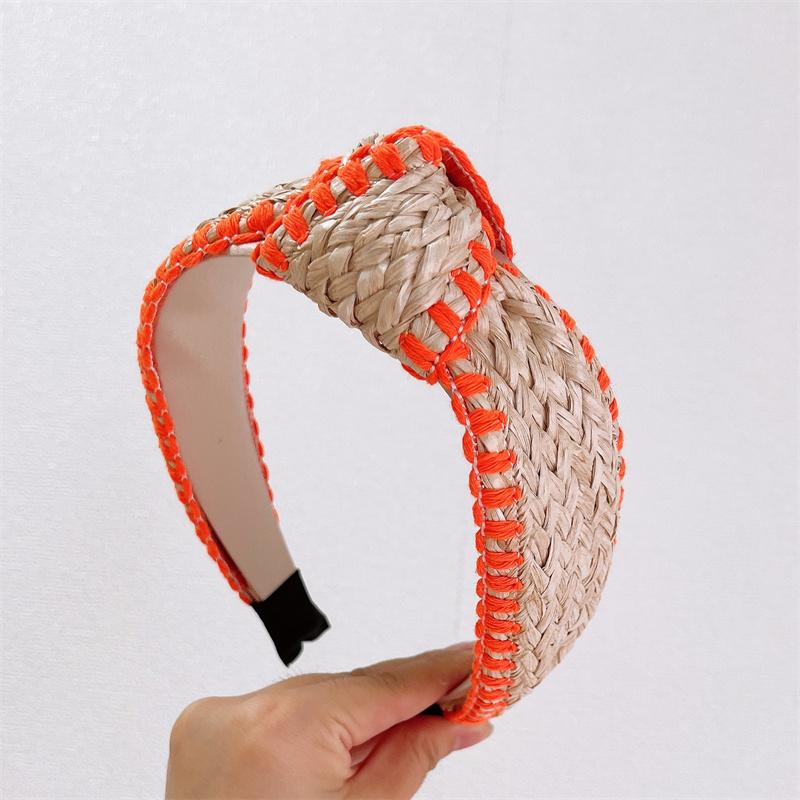 Popular Raffia Knotted Headband Women Ladies Casual Shopping Headpiece Wide Female Hairbands