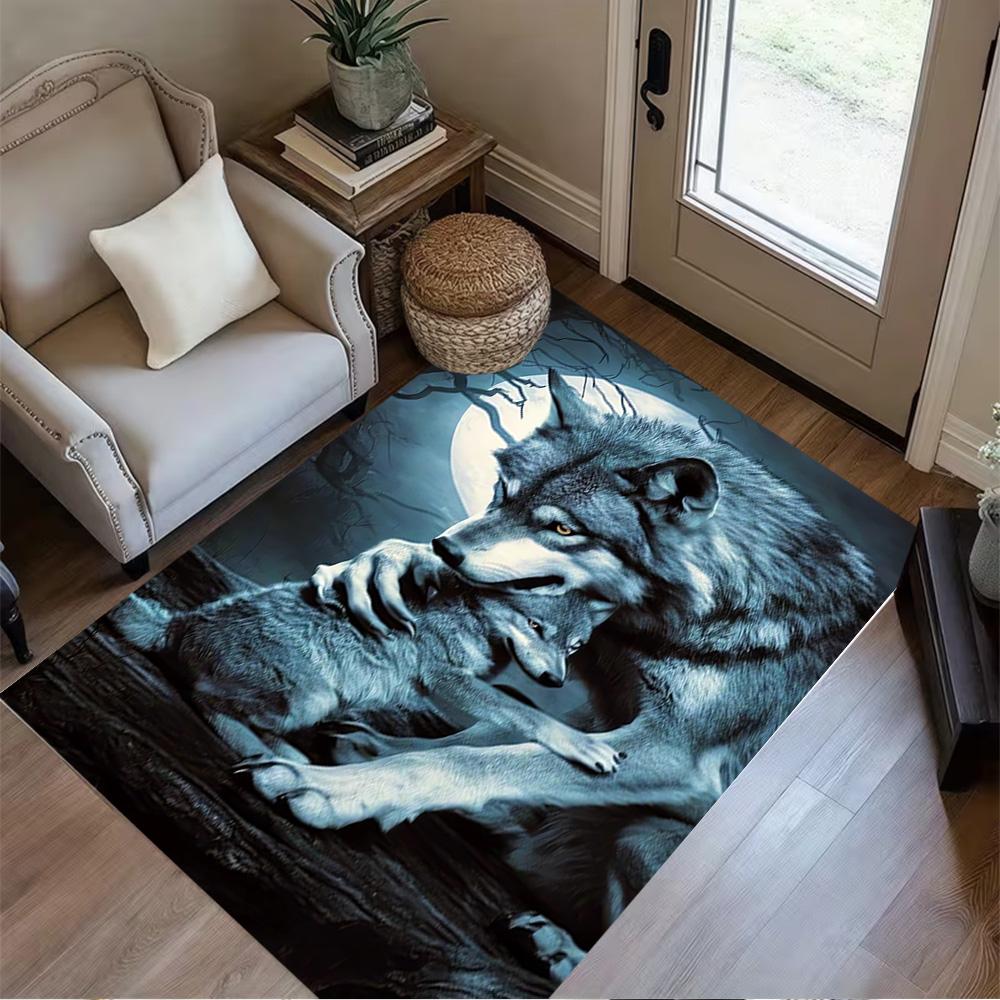 1pc Wolf Pack Forest Design Home Carpet Non-slip Office Decor Gift Living Room Bedroom