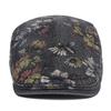 Peony Flower Washed Denim Beret Women's Printed Cap Painters Hat Newsboy Cap