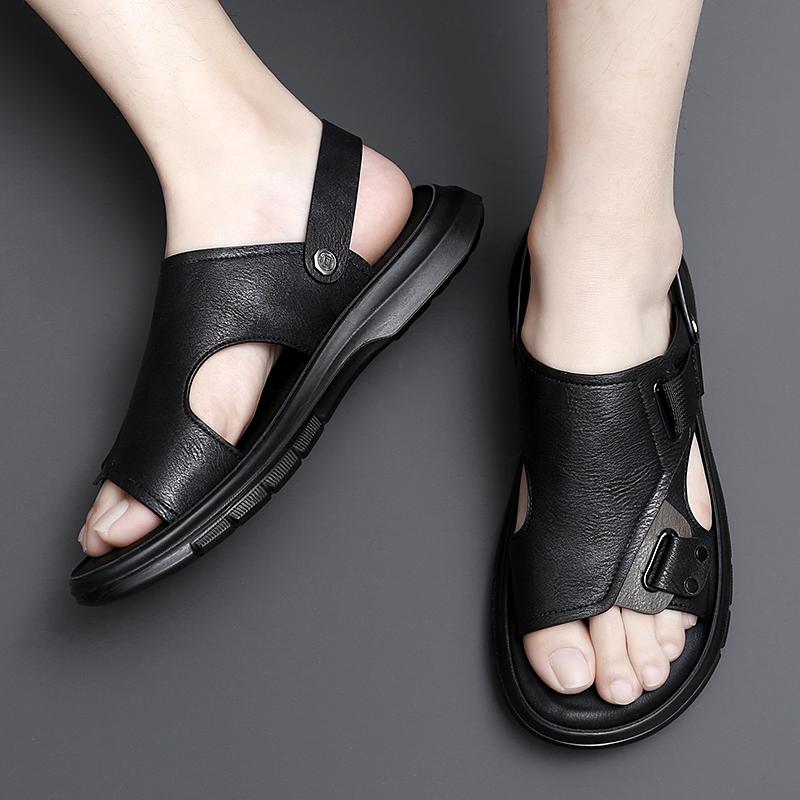 Men's Summer Sandals 2024 Luxury Artificial Leather Casual Shoes For Men Comfortable Moccasins Barefoot Outdoor Fashion Slippers