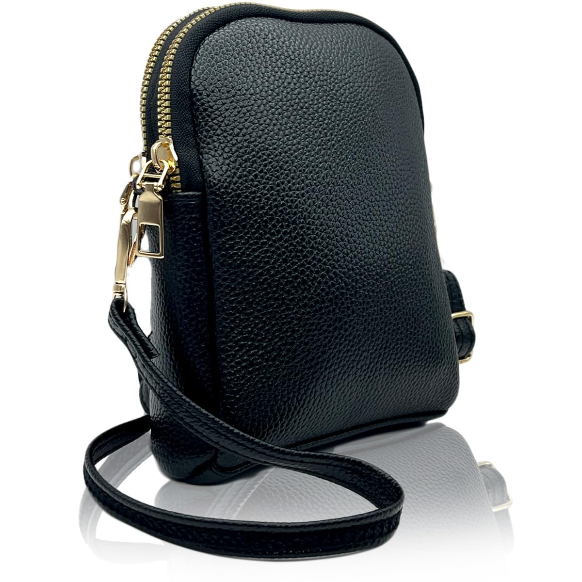 

HINH Women s Lightweight, Compact, Crossbody Mini Shoulder Bag with Smartphone Pouch and Accessory Pouch (Black)