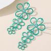 Retro Metal Floral Earrings With Butterfly Bow Design For Women