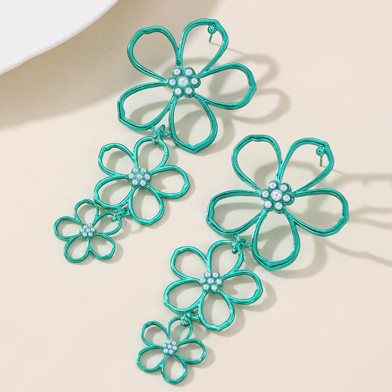 Retro Metal Floral Earrings With Butterfly Bow Design For Women