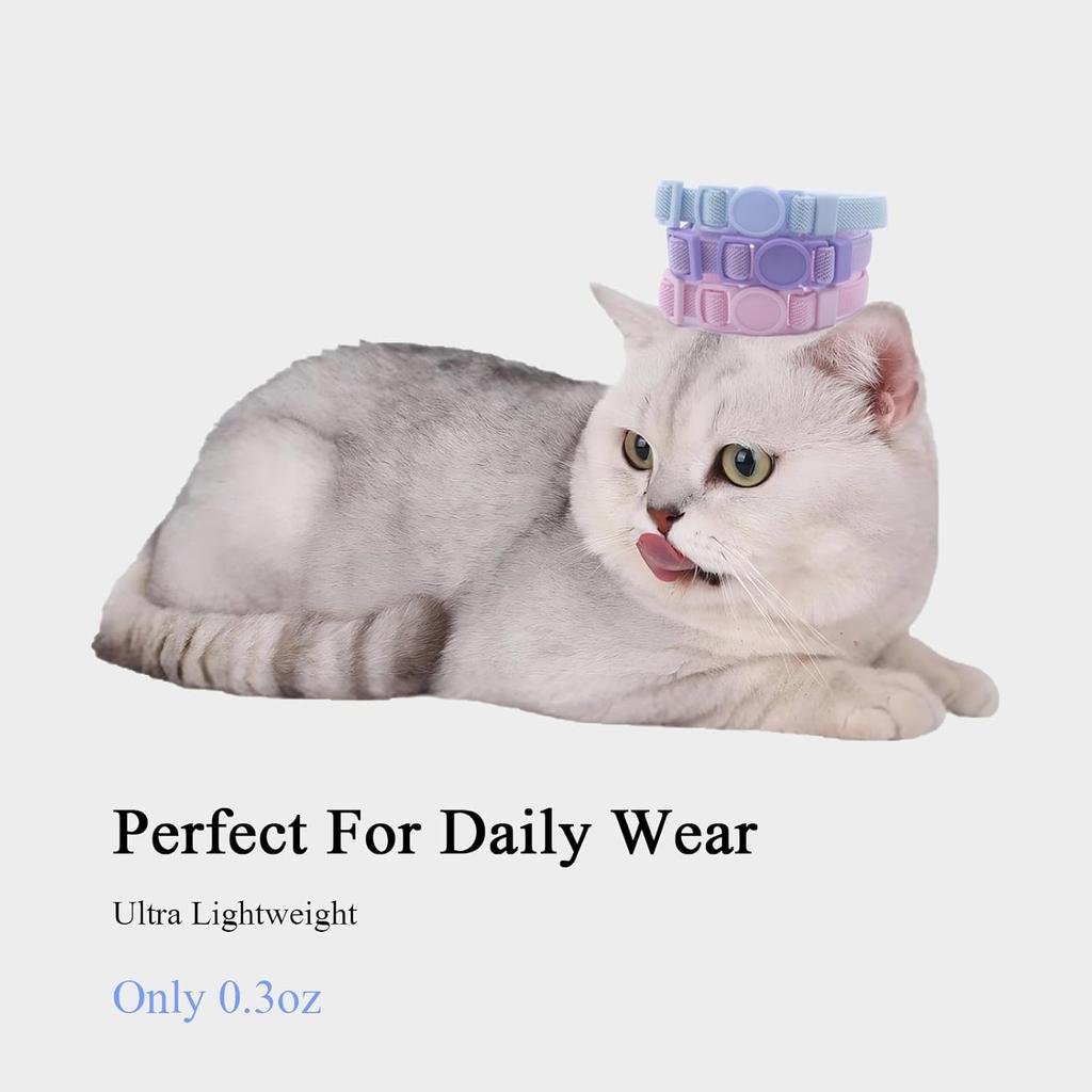 Breakaway Cat Collar with Bell, Safety Buckle Kitten Collar, Elastic Strech Quick Release, Adjustable Lightweight Collars for Girl Boy Cats, Pet