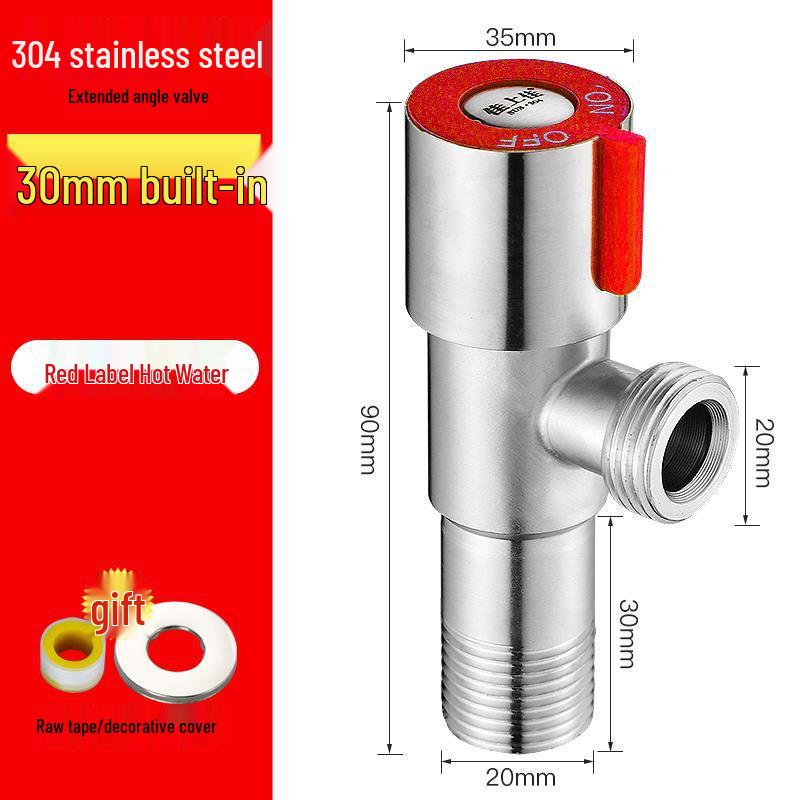 304 Stainless Steel Angle Stop Valve for Water Heater and Toilet, Wall-Mounted Triangle Design, Thickened Type