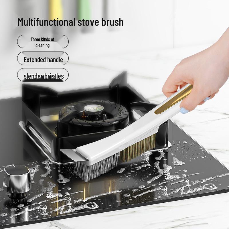 Multifunctional Kitchen Stove Gap Cleaning Brush with Long Handle & Steel Wire for Stain Removal