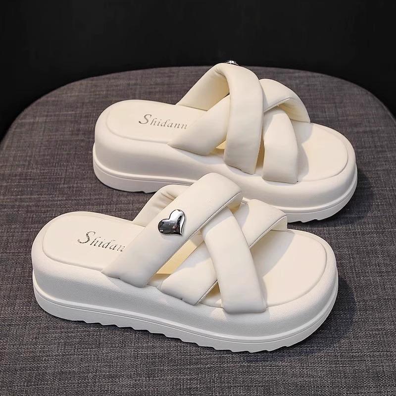 Internet Celebrity Popular Platform Slippers Women's Summer Wear 2025 New Super Fire High Heel Heightening Sandals Premium Feeling Sandals