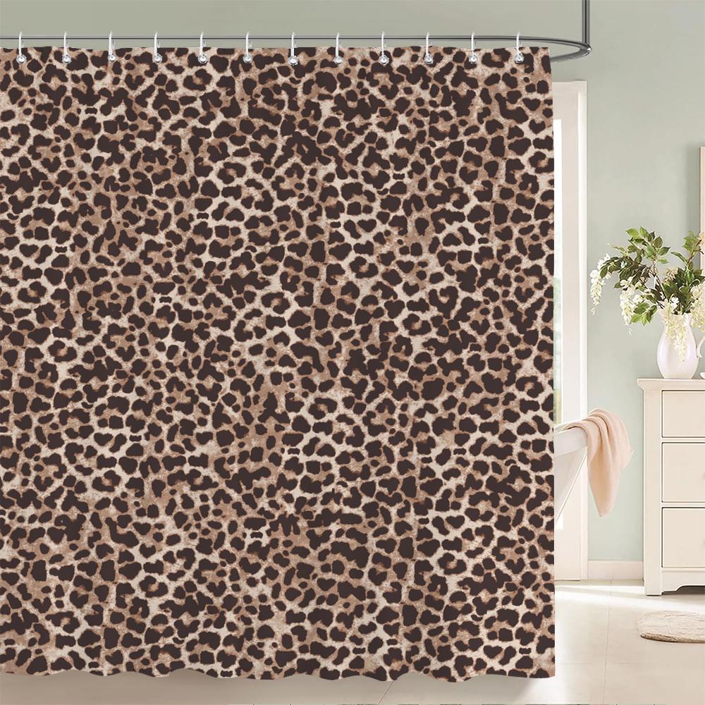 1 Pcs Modern Leopard Pattern Print Polyester Shower Curtain Bathroom Water-Blocking Partition Curtain Home Decorative Curtain