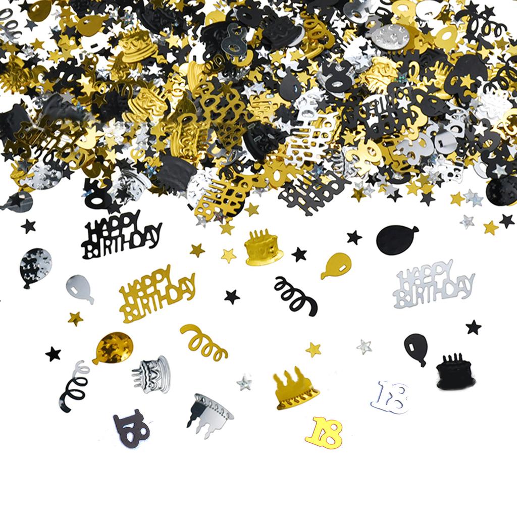 Black and Gold Confetti Birthday Party Confetti Table Decoration 18/20/30/40/50/60/70th Anniversary Party Decoration
