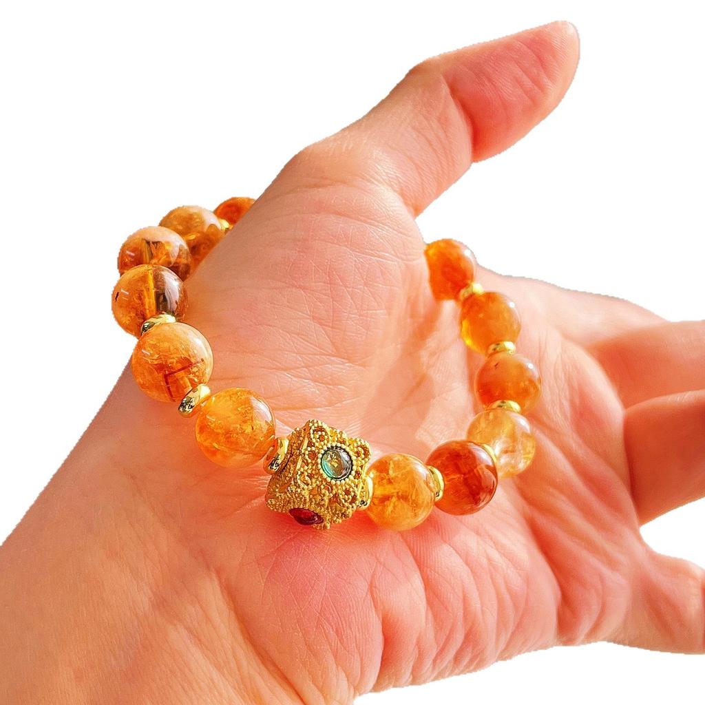 10Mm Autumn And Winter Maillard Style High Quality Natural Citrine Bracelet Bracelet.