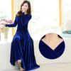 2025 New Autumn/Winter Plus Size Velvet Dress Long Sleeved, V Neck, Big Swing Gown for Evening Parties and Banquets