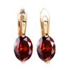 Simple oval-shaped single cubic zirconia earrings Retro-style, lightweight luxury earrings for women, featuring colorful gemstones