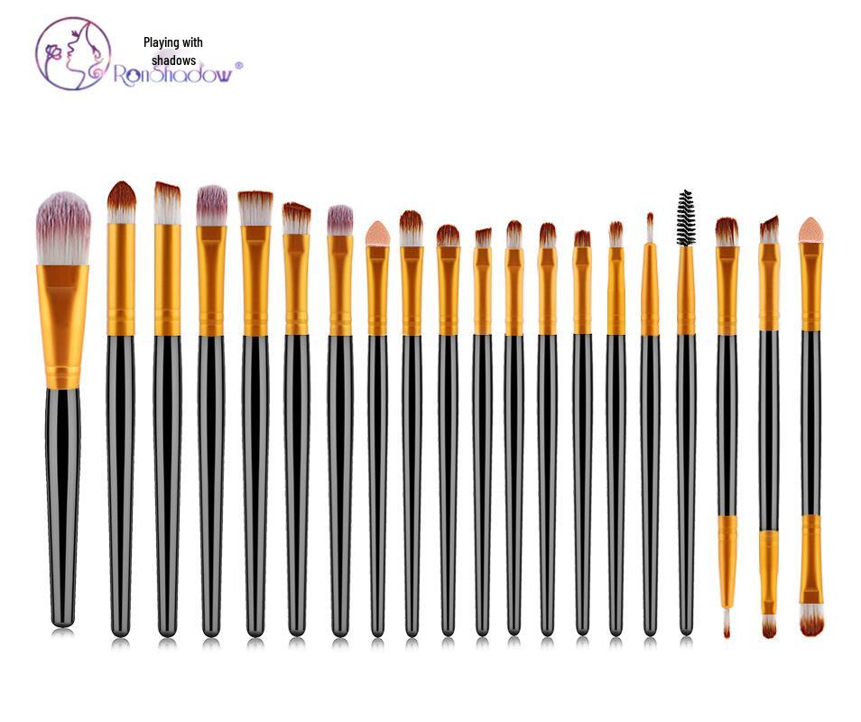 20-Piece Eye Makeup Brush Set: Includes Eyebrow, Foundation, Eyeshadow, Lip, and Contour Brushes.