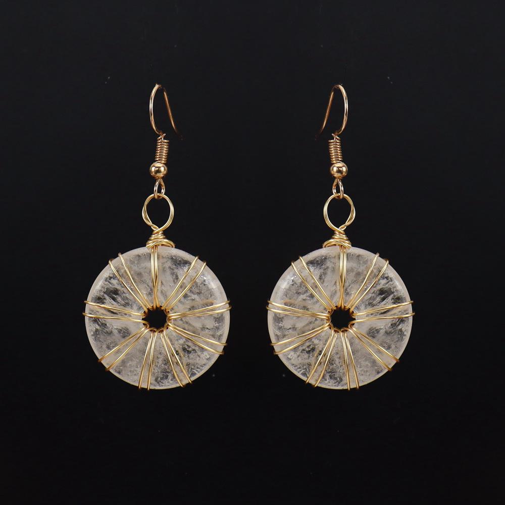 

Handmade Gold Wire Tiger Eye Crystal Earrings E53