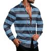 Veste chemise rayée décontractée pour homme Coupe ample Respirante Col rabattu pour le printemps et l'automne