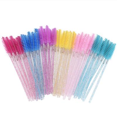 QSTY 50 pièces brosses à cils en cristal extensions de cils fournitures brosse de maquillage baguettes de Mascara jetables applicateur gommage des cils
