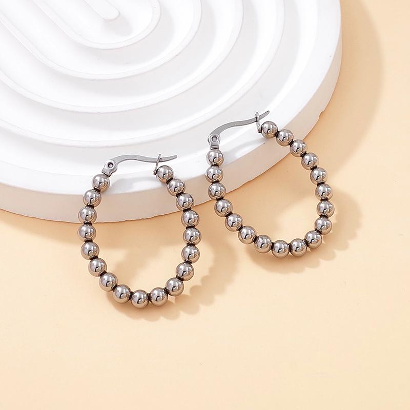 Gold Plated Geometric Titanium Steel Earrings for Women: Simple & Versatile Hot-Selling Accessories