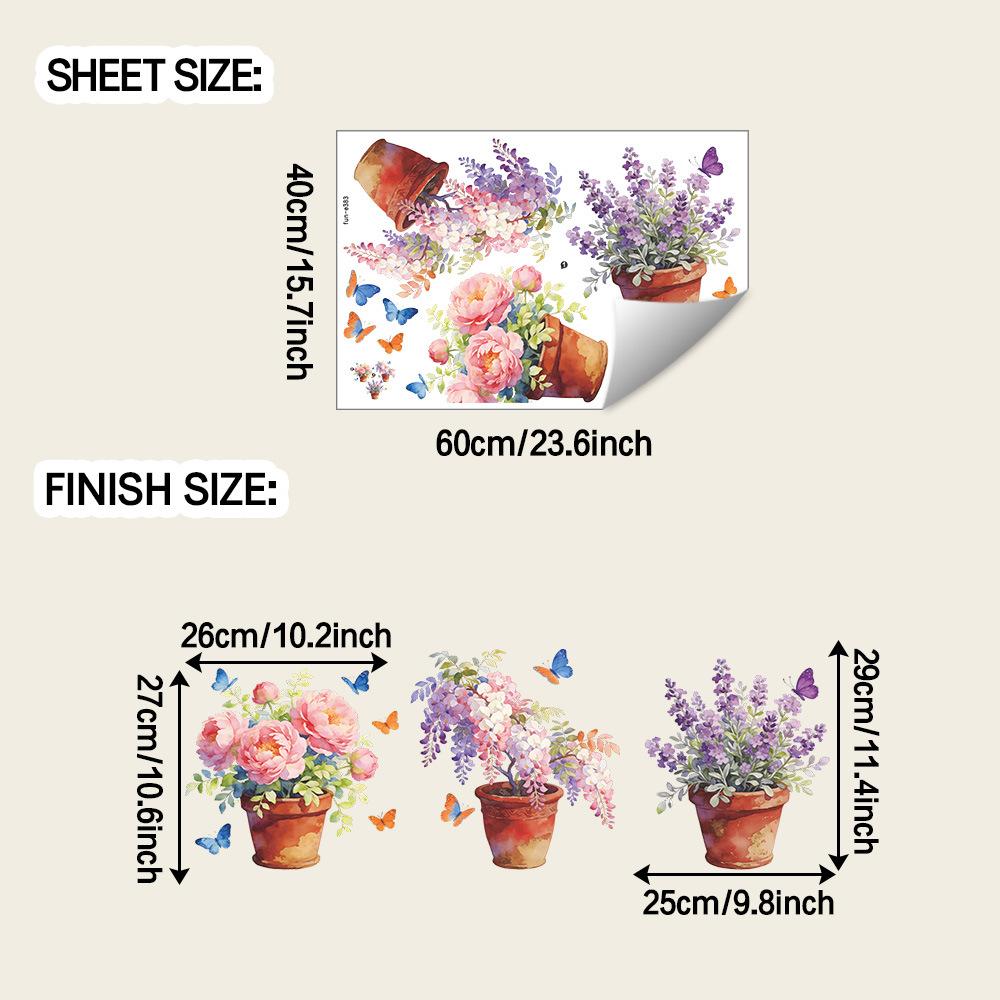 

Акварельный фиолетовый цветок пиона в горшке Кухонный холодильник Украшение для дома Наклейка