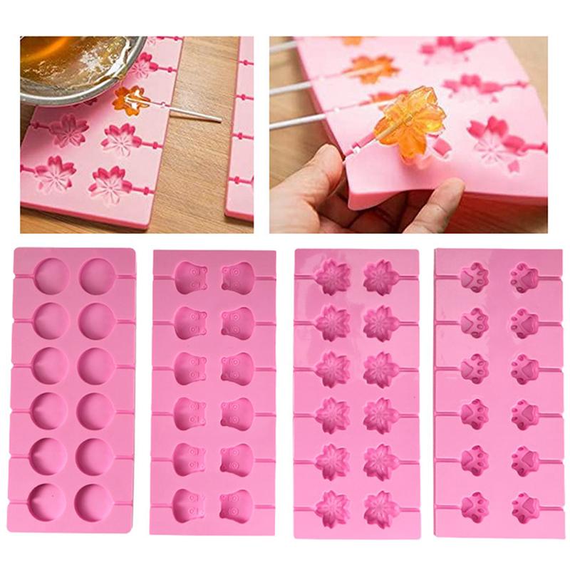 1Pc Silicone Lolly Mold Set With 12Pcs Lolly Sucker Sticks Candy Mold Sucker Molds And Chocolate Hard Candy Mold