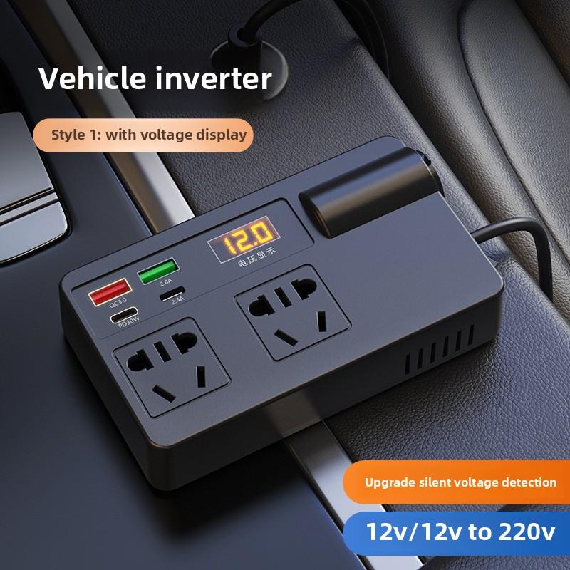 Multifunction Car Power Inverter DC 12V/24V To AC 220V Converter with QC3.0 Fast Charging and Type-C Port