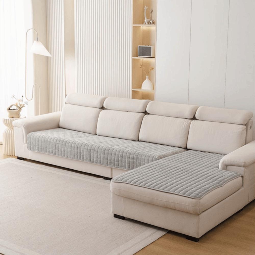 Wear Resistant Plush Flannel Plaid Sofa Cushion Stain-resistant Non-slip Sofa Cover Warm Thickened Seat Cushion Winter
