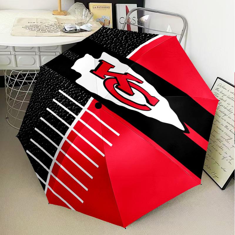Kansas City Chiefs Logo Umbrella Folding Umbrella, Automatic Umbrella 8-Frame for Travel, Camping Use Gift for Halloween Christmas